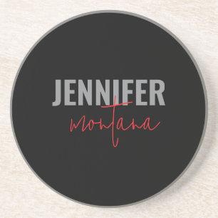 Calligraphy Elegant Plain Add Own Name Coaster