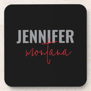 Calligraphy Elegant Plain Add Own Name Coaster