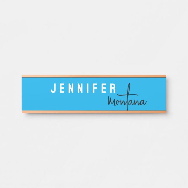 Calligraphy Elegant Plain Add Own Name Door Sign (Front)