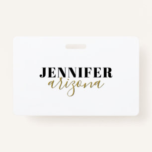 Calligraphy Elegant Plain Add Own Name ID Badge