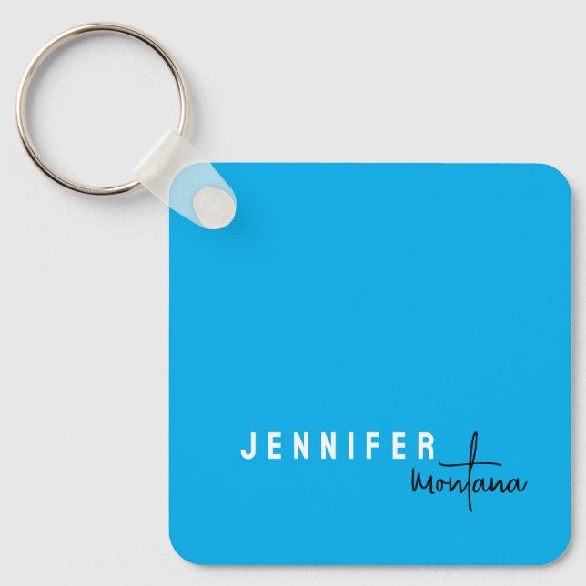 Calligraphy Elegant Plain Add Own Name Key Ring (Front)