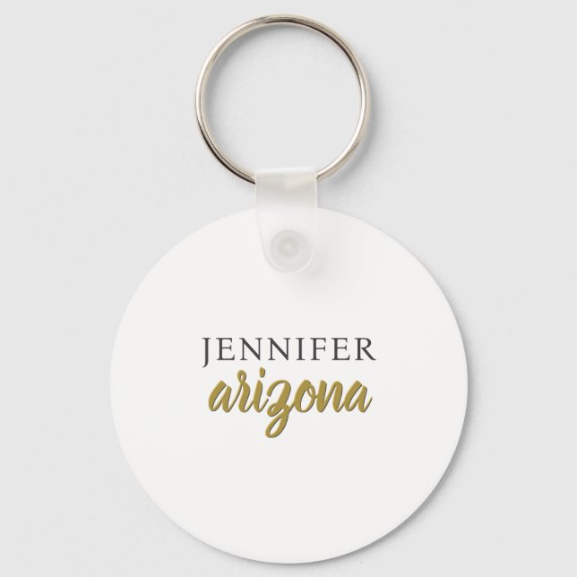 Calligraphy Elegant Plain Add Own Name Key Ring (Front)