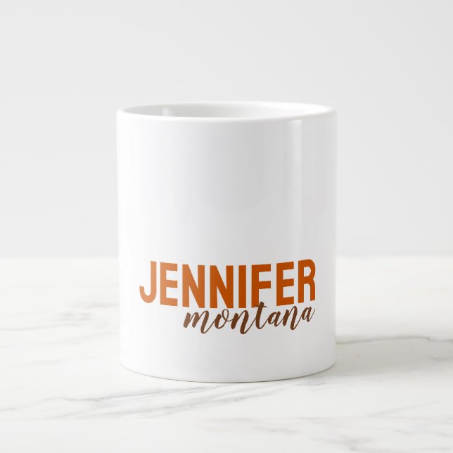 Calligraphy Elegant Plain Add Own Name Large Coffee Mug (Front)