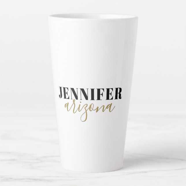 Calligraphy Elegant Plain Add Own Name Latte Mug (Front)