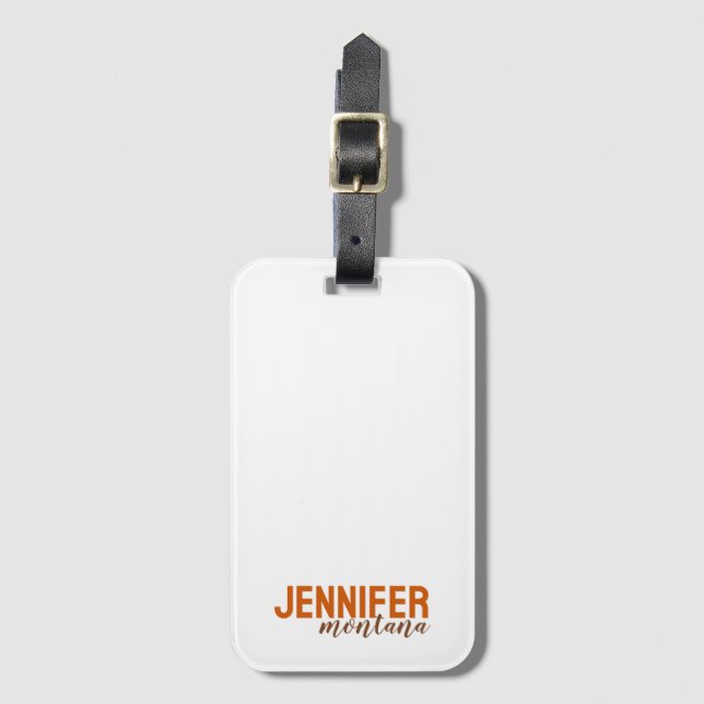 Calligraphy Elegant Plain Add Own Name Luggage Tag (Front Vertical)