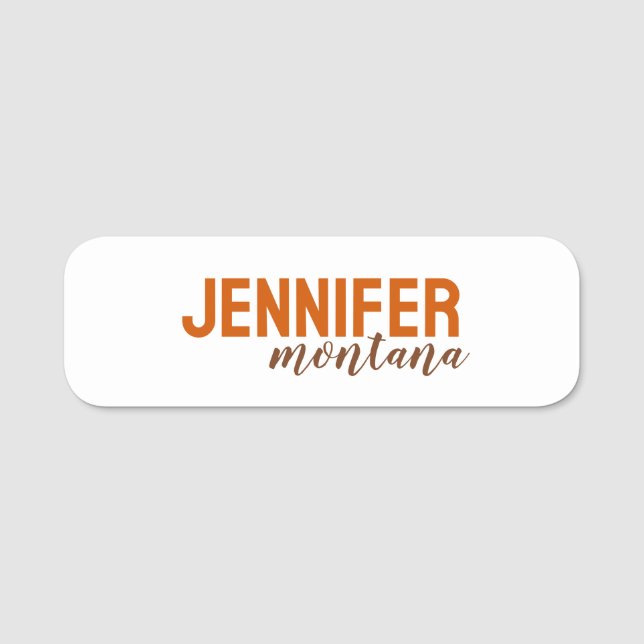 Calligraphy Elegant Plain Add Own Name Name Tag (Front)
