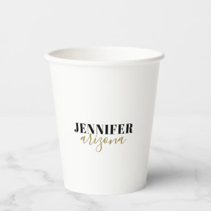Calligraphy Elegant Plain Add Own Name Paper Cups