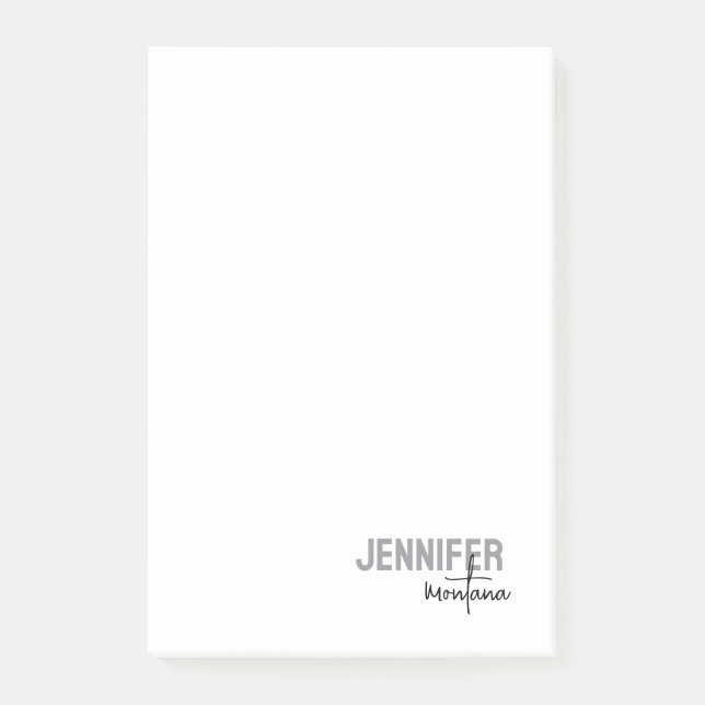 Calligraphy Elegant Plain Add Own Name Post-it Notes (Front)