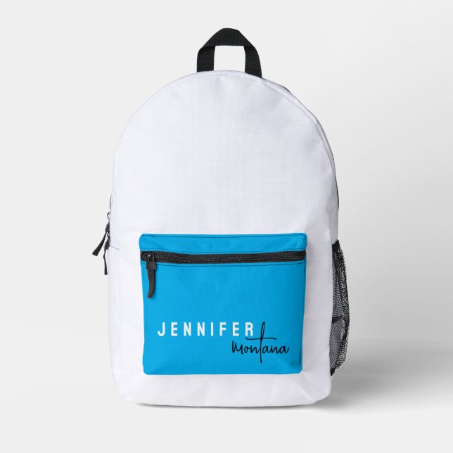 Calligraphy Elegant Plain Add Own Name Printed Backpack (Front)