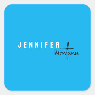 Calligraphy Elegant Plain Add Own Name Square Sticker