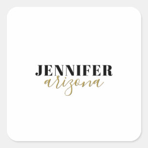 Calligraphy Elegant Plain Add Own Name Square Sticker