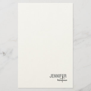 Calligraphy Elegant Plain Add Own Name Stationery