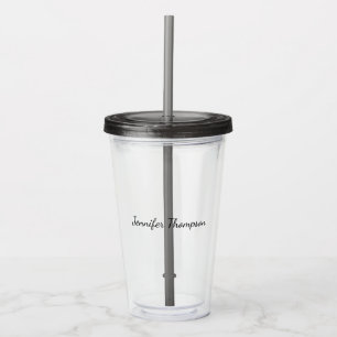 Calligraphy Elegant Plain Simple Name Acrylic Tumbler