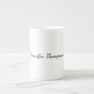 Calligraphy Elegant Plain Simple Name Bone China Mug