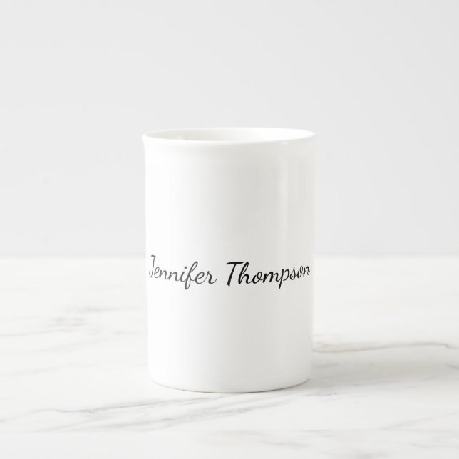 Calligraphy Elegant Plain Simple Name Bone China Mug (Front)