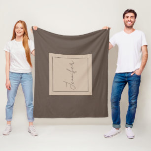 Calligraphy Elegant Plain Simple Name Fleece Blanket