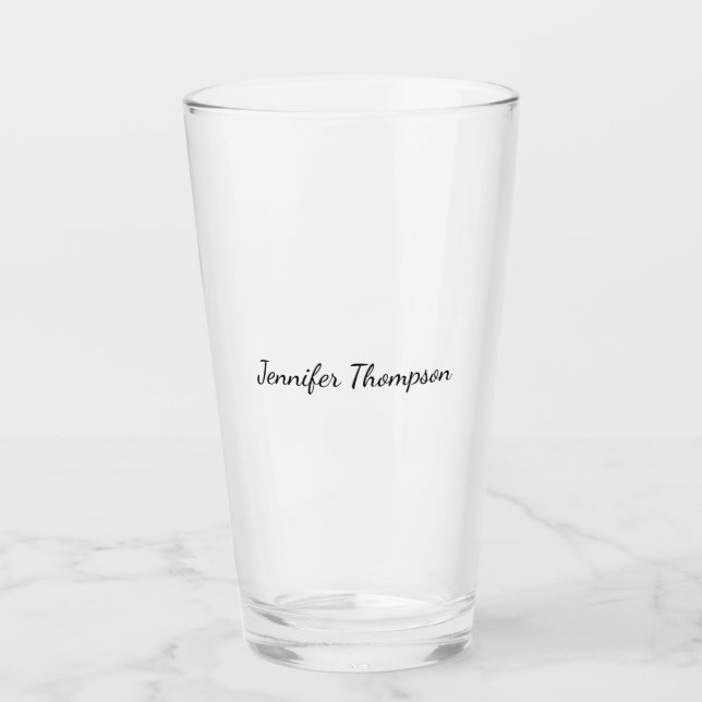 Calligraphy Elegant Plain Simple Name Glass (Front)