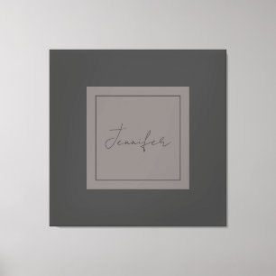 Calligraphy Elegant Plain Simple Name Grey Canvas Print