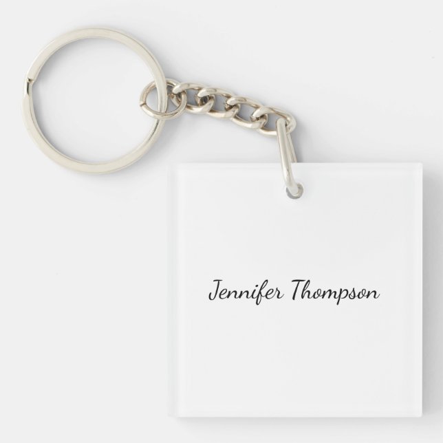 Calligraphy Elegant Plain Simple Name Key Ring (Front)