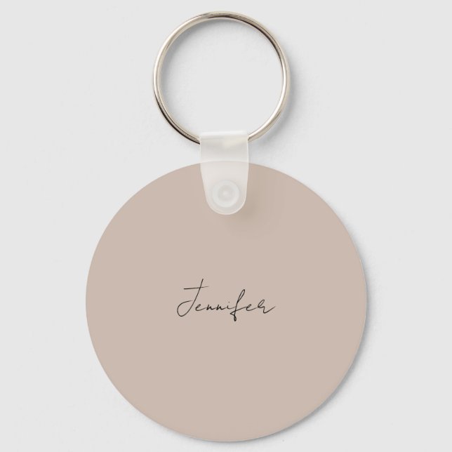 Calligraphy Elegant Plain Simple Name Key Ring (Front)