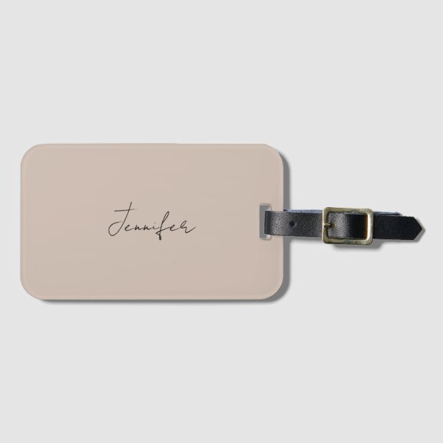Calligraphy Elegant Plain Simple Name Luggage Tag (Front Horizontal)