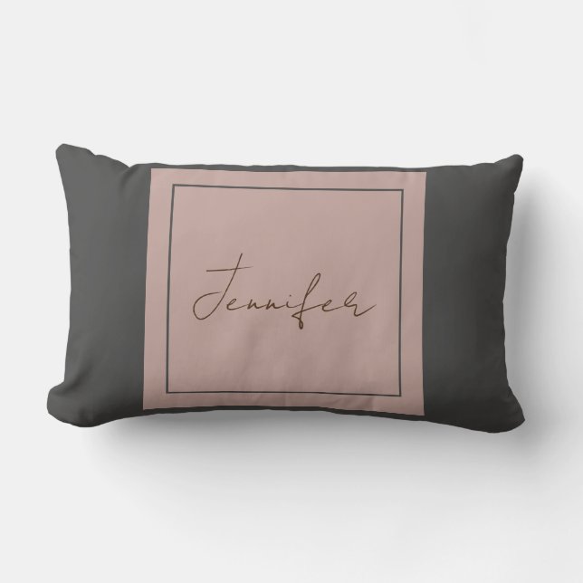Calligraphy Elegant Plain Simple Name Lumbar Cushion (Front)