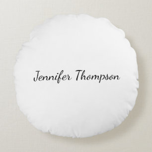 Calligraphy Elegant Plain Simple Name Round Cushion
