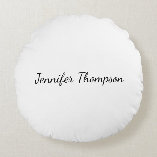 Calligraphy Elegant Plain Simple Name Round Cushion (Front)