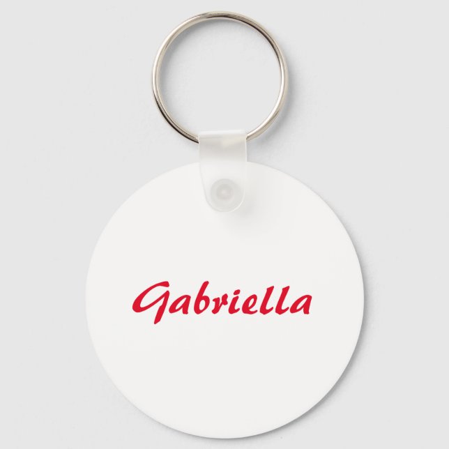 Calligraphy Elegant Red White Plain Simple Name Key Ring (Front)