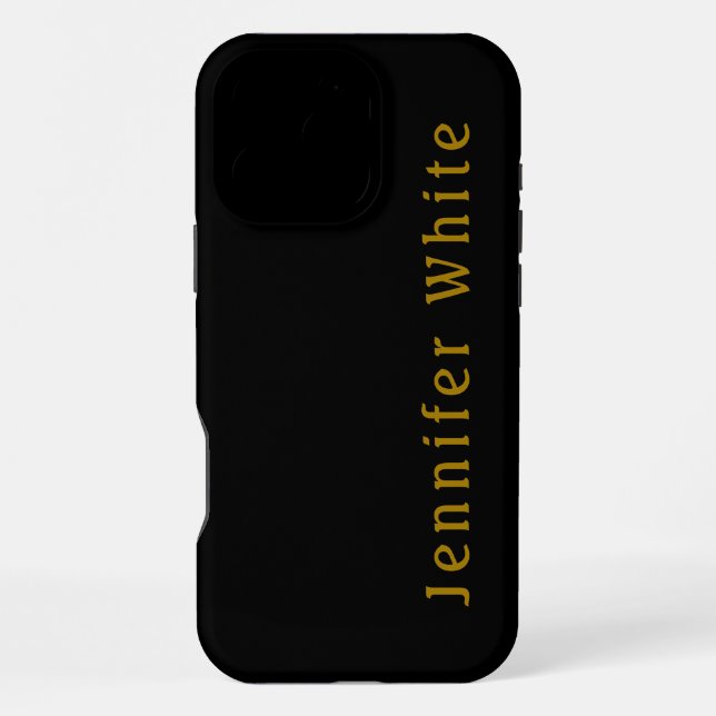 Calligraphy Elegant Retro Gold & Black Name iPhone Case (Back)