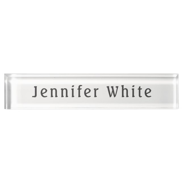 Calligraphy Elegant Retro Grey White Name Nameplate (Front)