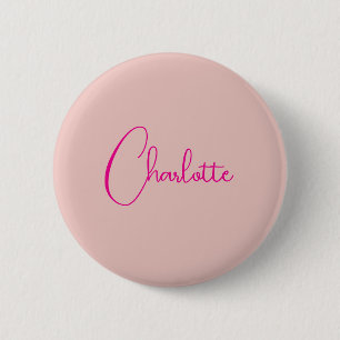 Calligraphy Elegant Rose Gold Plain Simple Name 6 Cm Round Badge