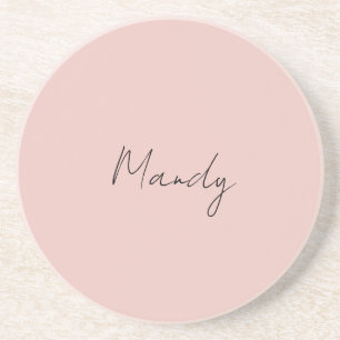 Calligraphy Elegant Rose Gold Plain Simple Name Coaster