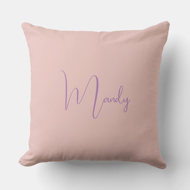 Calligraphy Elegant Rose Gold Plain Simple Name Cushion (Front)