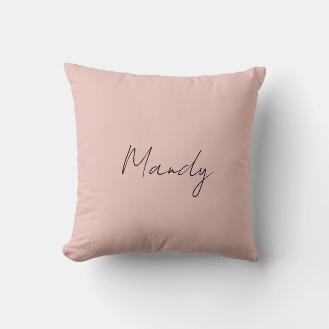 Calligraphy Elegant Rose Gold Plain Simple Name Cushion (Front)