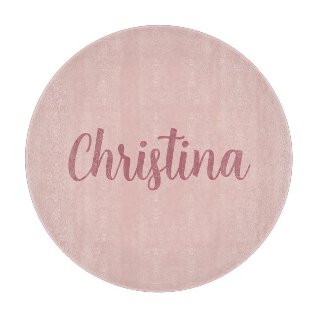Calligraphy Elegant Rose Gold Plain Simple Name Cutting Board (Front)