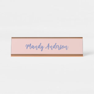 Calligraphy Elegant Rose Gold Plain Simple Name Desk Name Plate