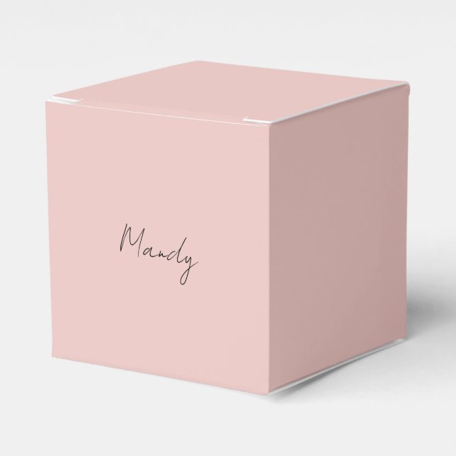 Calligraphy Elegant Rose Gold Plain Simple Name Favour Box (Front Side)