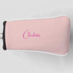 Calligraphy Elegant Rose Gold Plain Simple Name Golf Head Cover