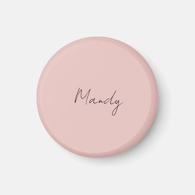 Calligraphy Elegant Rose Gold Plain Simple Name Magnet (Front)