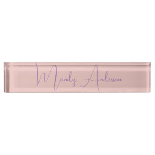 Calligraphy Elegant Rose Gold Plain Simple Name Nameplate