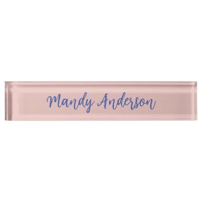 Calligraphy Elegant Rose Gold Plain Simple Name Nameplate (Front)