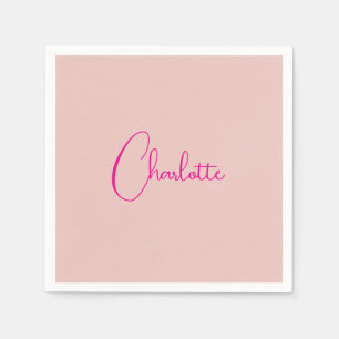 Calligraphy Elegant Rose Gold Plain Simple Name Napkin