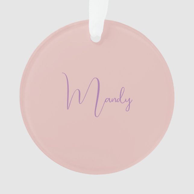 Calligraphy Elegant Rose Gold Plain Simple Name Ornament (Front)