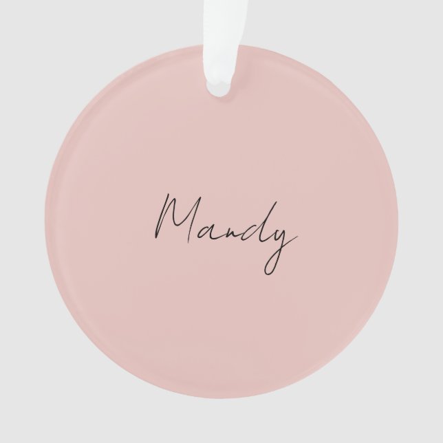 Calligraphy Elegant Rose Gold Plain Simple Name Ornament (Front)