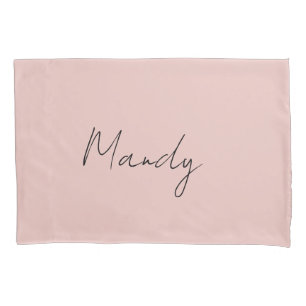 Calligraphy Elegant Rose Gold Plain Simple Name Pillowcase