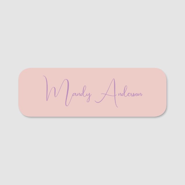 Calligraphy Elegant Rose Gold Plain Simple Name Tag (Front)