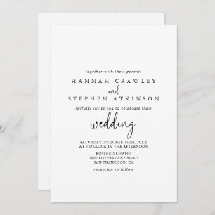 Calligraphy Elegant Script Front & Back Wedding Invitation