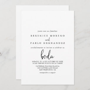 Calligraphy Elegant Script Spanish Wedding  Invitation