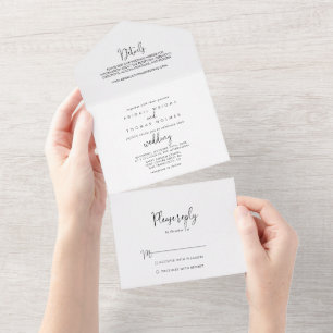 Calligraphy Elegant Script Wedding All In One Invitation